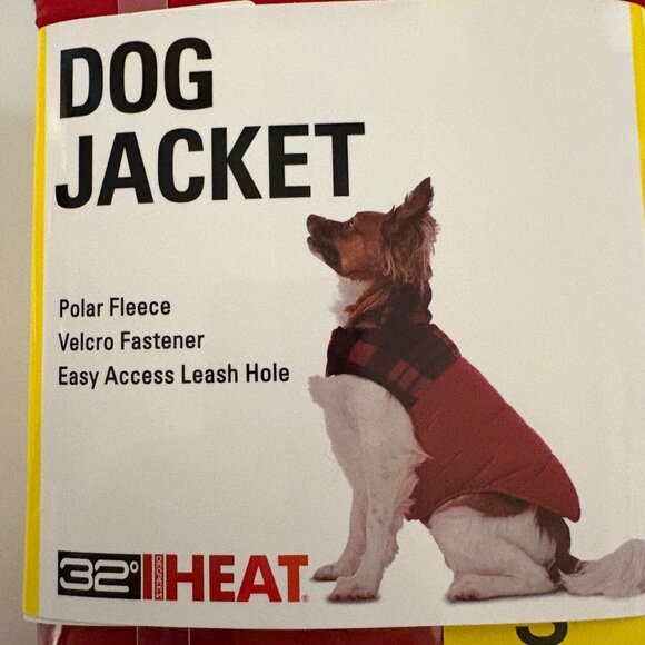 32 Degrees Heat Red Polar Fleece Dog Jacket Size Small 10-12 in Leash Hole NEW - Picture 4 of 5